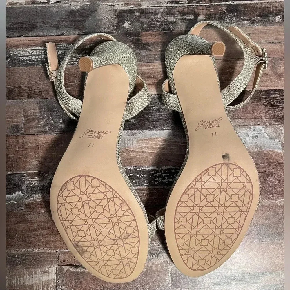 NWOT Badgley Mischka‎ Silver Sparkly Heel Women Size 11 - Picture 8 of 8